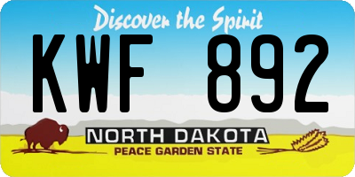 ND license plate KWF892