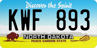 ND license plate KWF893