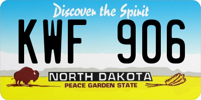 ND license plate KWF906
