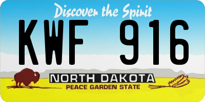 ND license plate KWF916