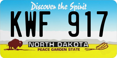 ND license plate KWF917