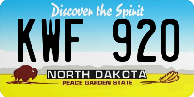 ND license plate KWF920