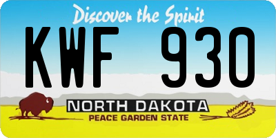 ND license plate KWF930