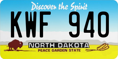 ND license plate KWF940