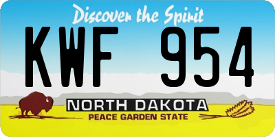 ND license plate KWF954