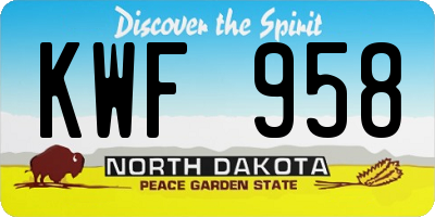 ND license plate KWF958