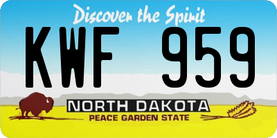 ND license plate KWF959