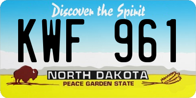 ND license plate KWF961