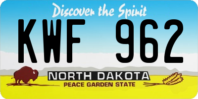 ND license plate KWF962