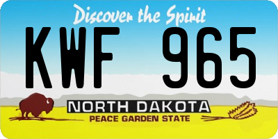 ND license plate KWF965