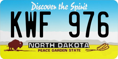 ND license plate KWF976