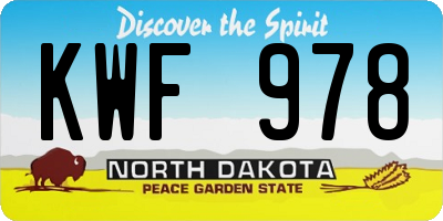 ND license plate KWF978