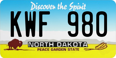 ND license plate KWF980