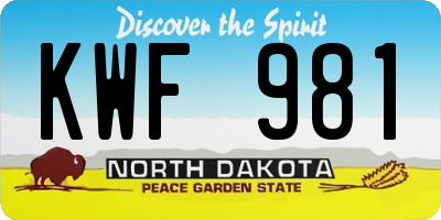 ND license plate KWF981