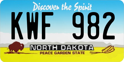 ND license plate KWF982