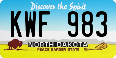 ND license plate KWF983
