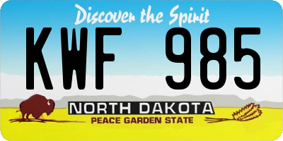 ND license plate KWF985