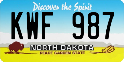 ND license plate KWF987