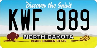 ND license plate KWF989