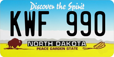 ND license plate KWF990