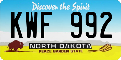 ND license plate KWF992
