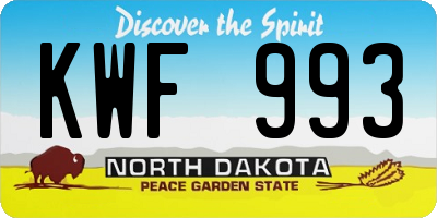 ND license plate KWF993