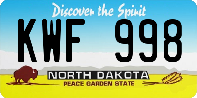 ND license plate KWF998