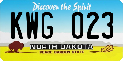 ND license plate KWG023