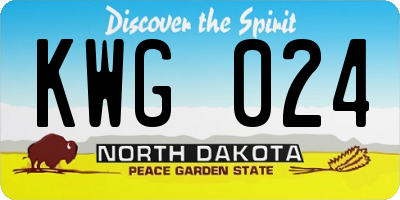 ND license plate KWG024