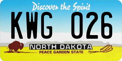 ND license plate KWG026