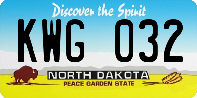 ND license plate KWG032