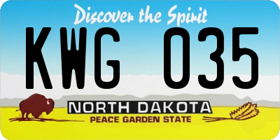ND license plate KWG035
