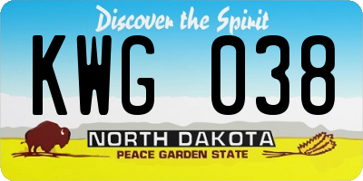 ND license plate KWG038