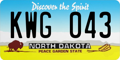 ND license plate KWG043