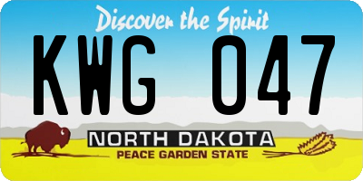 ND license plate KWG047