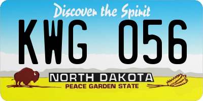 ND license plate KWG056