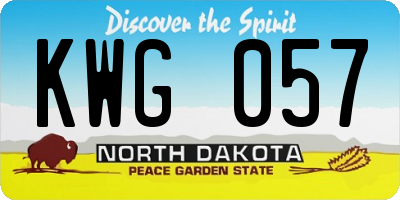 ND license plate KWG057
