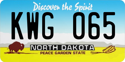 ND license plate KWG065