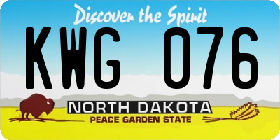 ND license plate KWG076