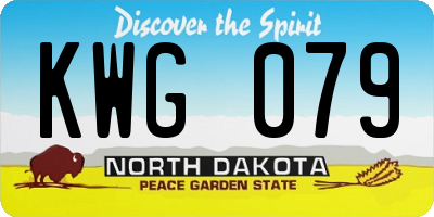 ND license plate KWG079
