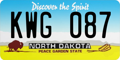 ND license plate KWG087