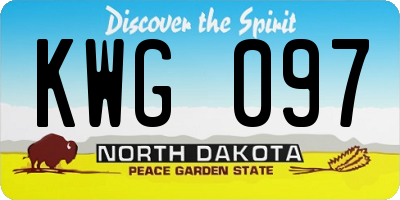 ND license plate KWG097