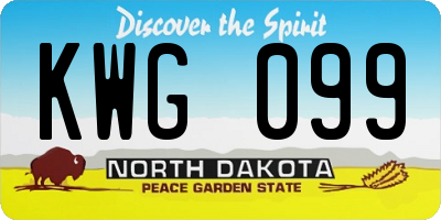 ND license plate KWG099
