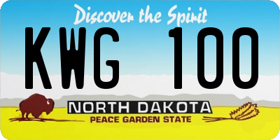 ND license plate KWG100