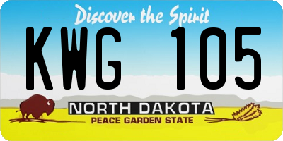 ND license plate KWG105