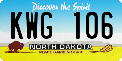 ND license plate KWG106