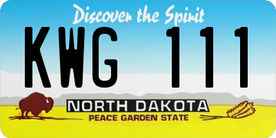 ND license plate KWG111