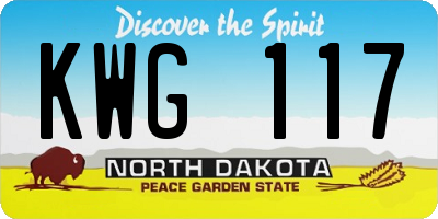 ND license plate KWG117