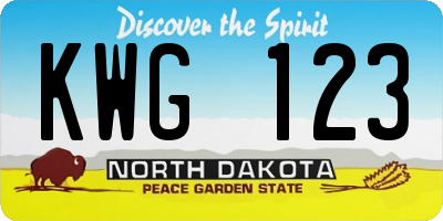 ND license plate KWG123