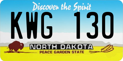 ND license plate KWG130